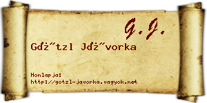 Götzl Jávorka névjegykártya